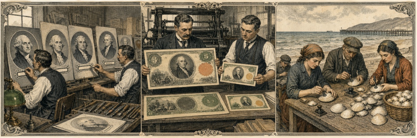 Engraved comparison of large and small United States notes